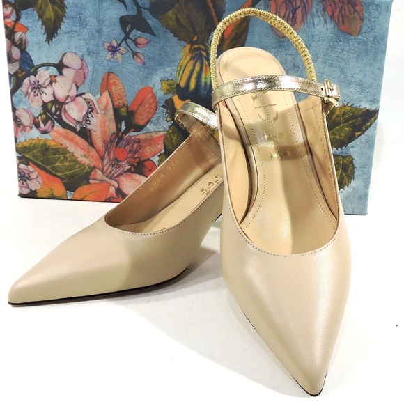 ALESSANDRO DI MARIA 🇮🇹 WOMEN BEIGE LEATHER SUMMER SANDALS - Picture 8 of 8